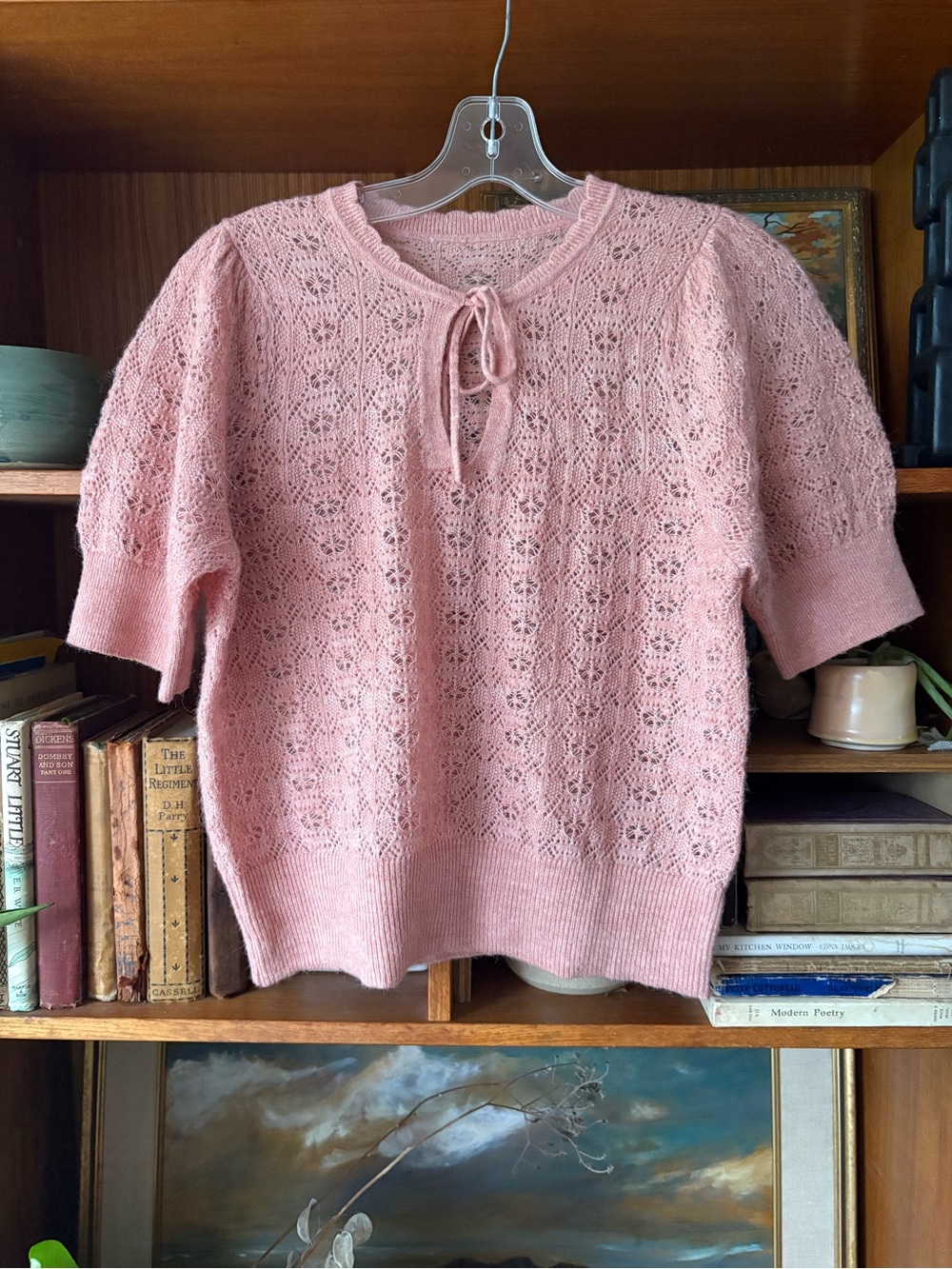 Soft Pink CottageCore BalletCore Keyhole Sweater M